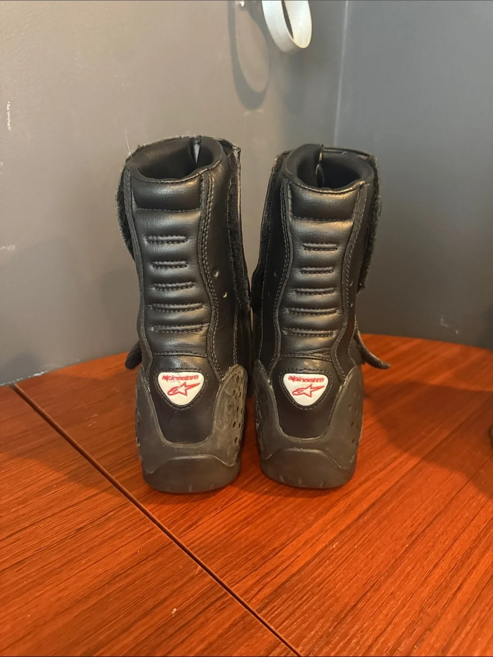 Alpinestars Black Riding Boots with Red Dial Accent